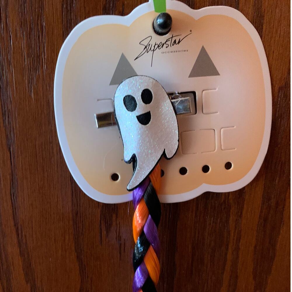 Ghost Barrette with Halloween Braid